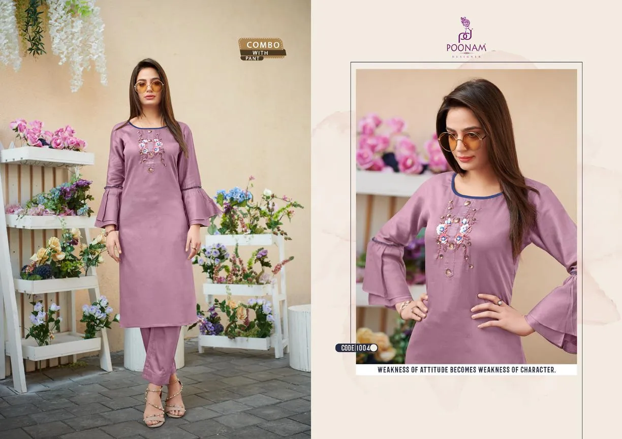 Poonam Designer Darlim Jam Silk Cotton Casual Wear Kurtis Collection