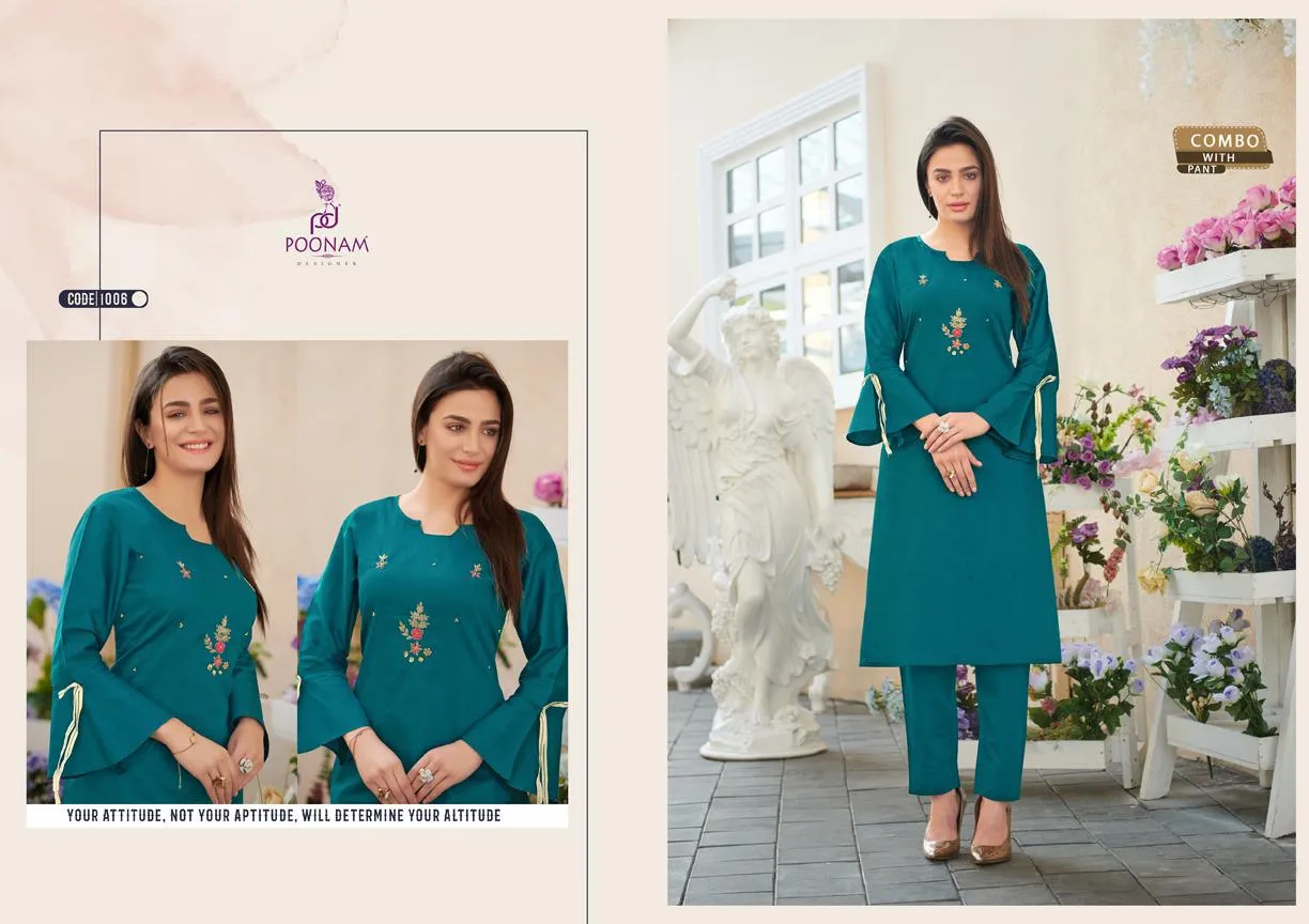 Poonam Designer Darlim Jam Silk Cotton Casual Wear Kurtis Collection