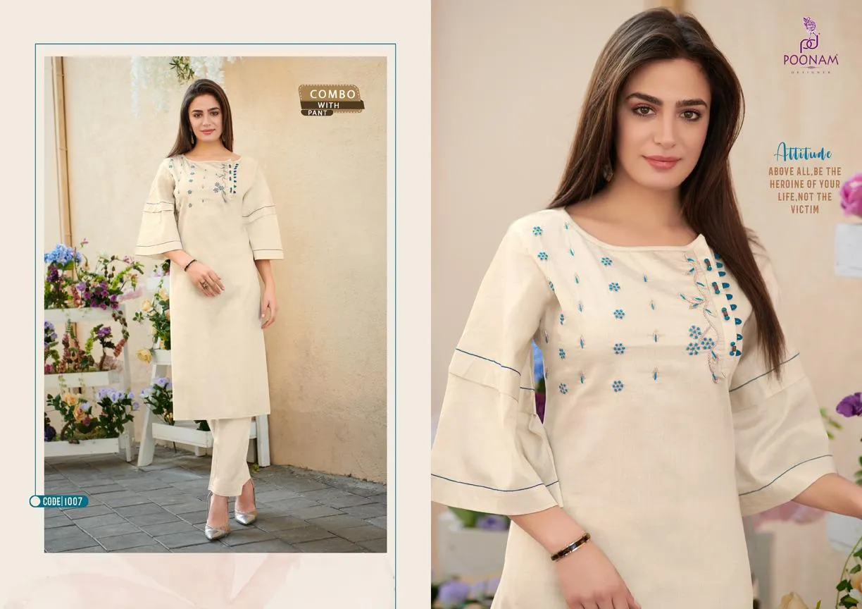 Poonam Designer Darlim Jam Silk Cotton Casual Wear Kurtis Collection