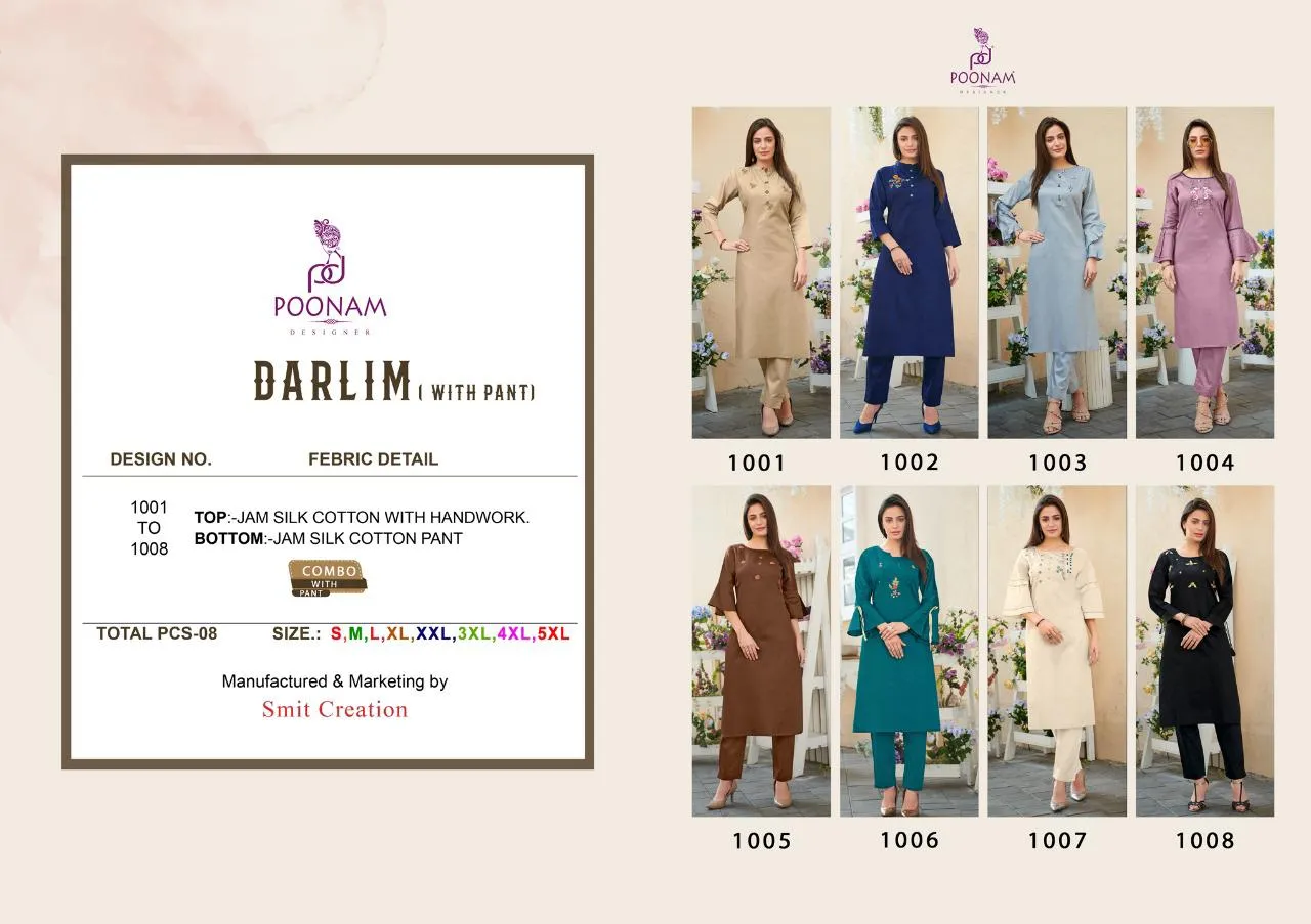Poonam Designer Darlim Jam Silk Cotton Casual Wear Kurtis Collection