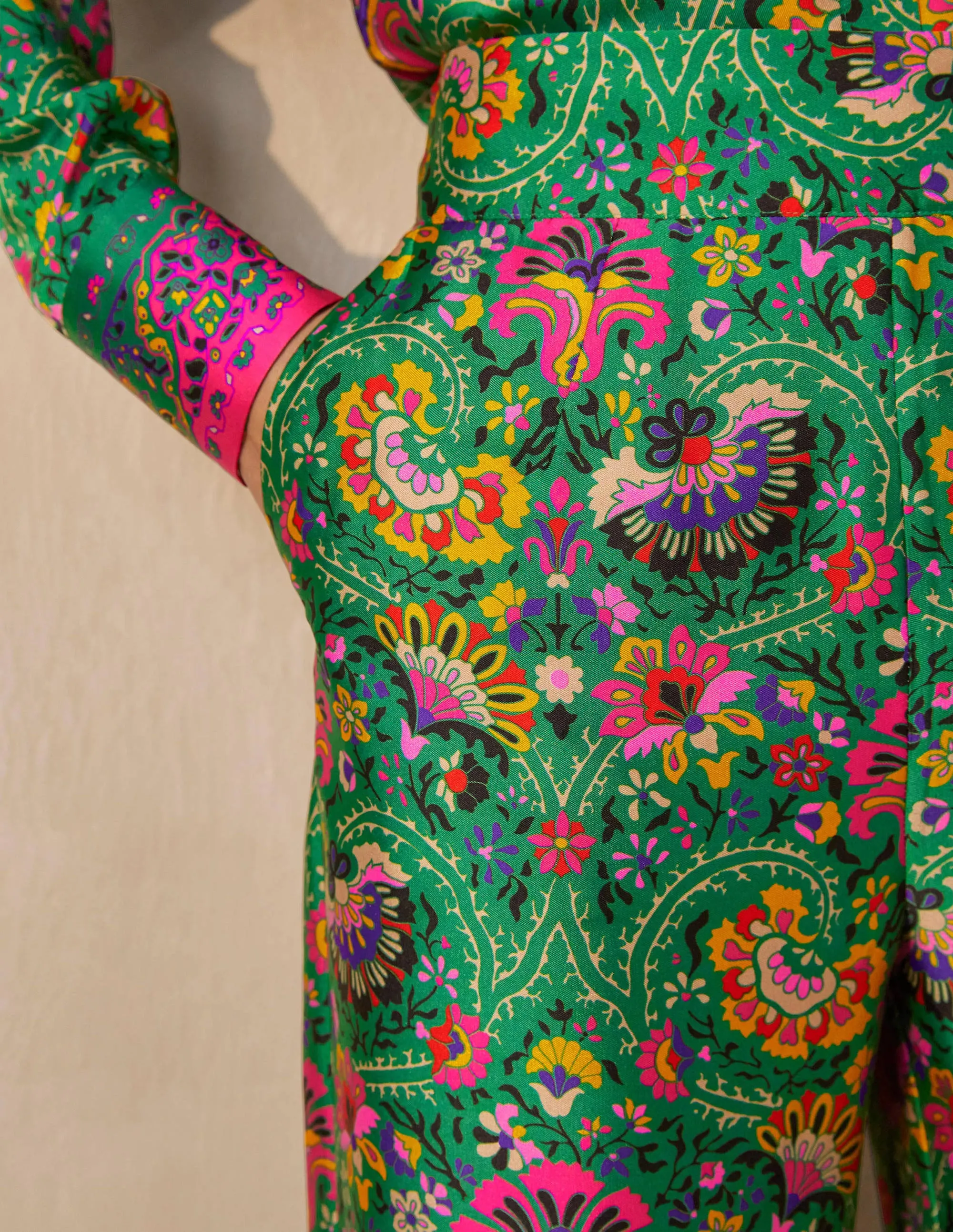Rosa Trousers-Highland Green, Opulent Bloom