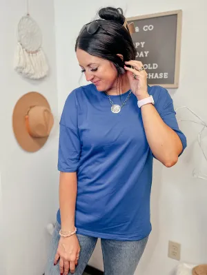 Royal Blue Short Sleeve Basic Top
