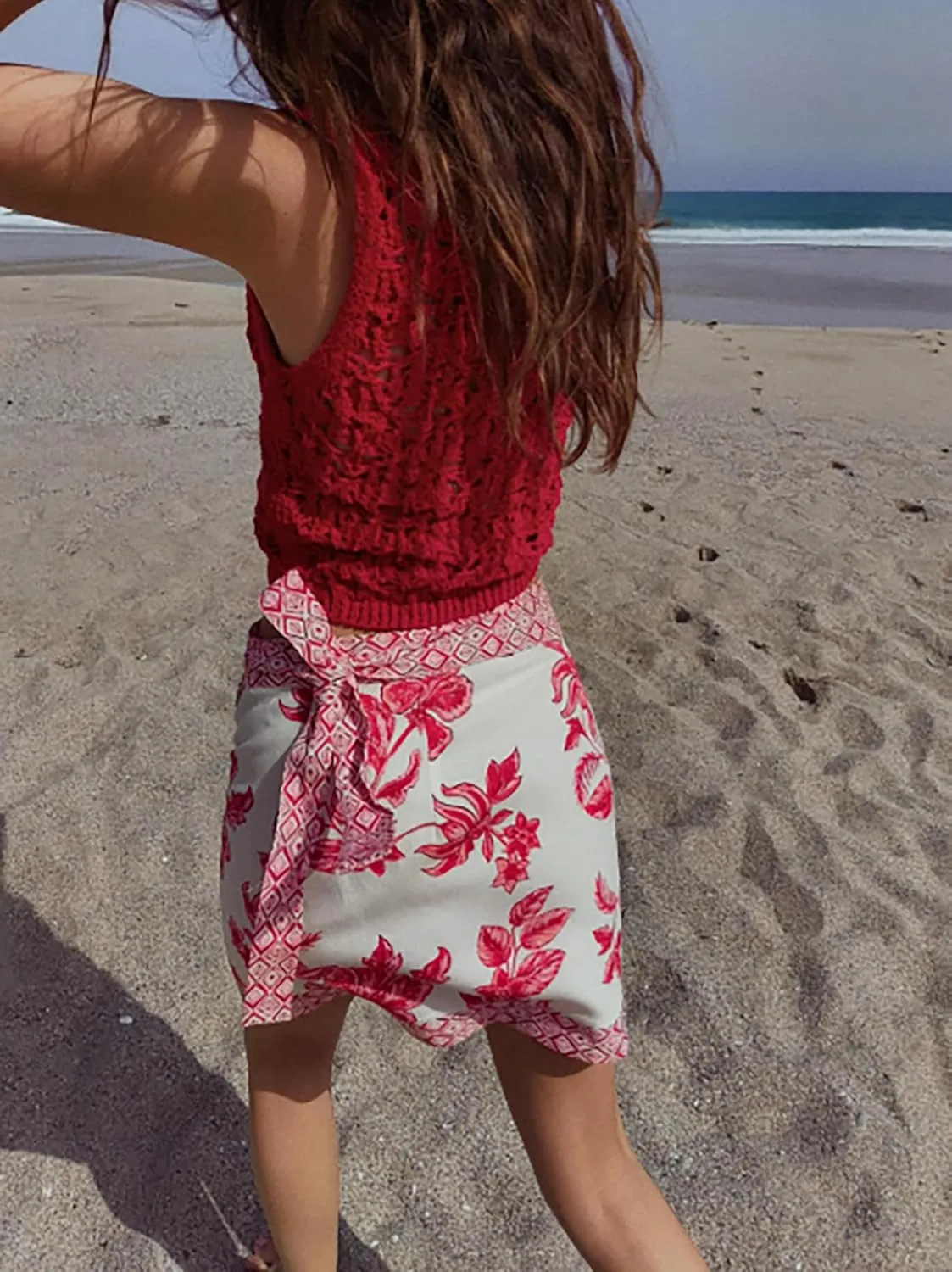 Songling Womens Floral Wrap Mini Skirt 2025 Trendy Beach Vacation High Waisted A Line Skorts Summer Boho Outfits Skirts