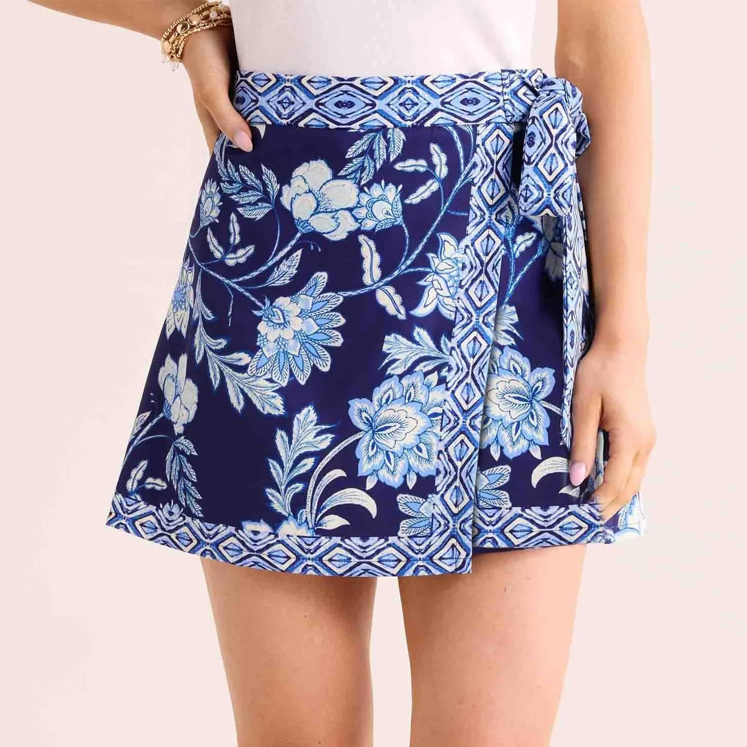 Songling Womens Floral Wrap Mini Skirt 2025 Trendy Beach Vacation High Waisted A Line Skorts Summer Boho Outfits Skirts