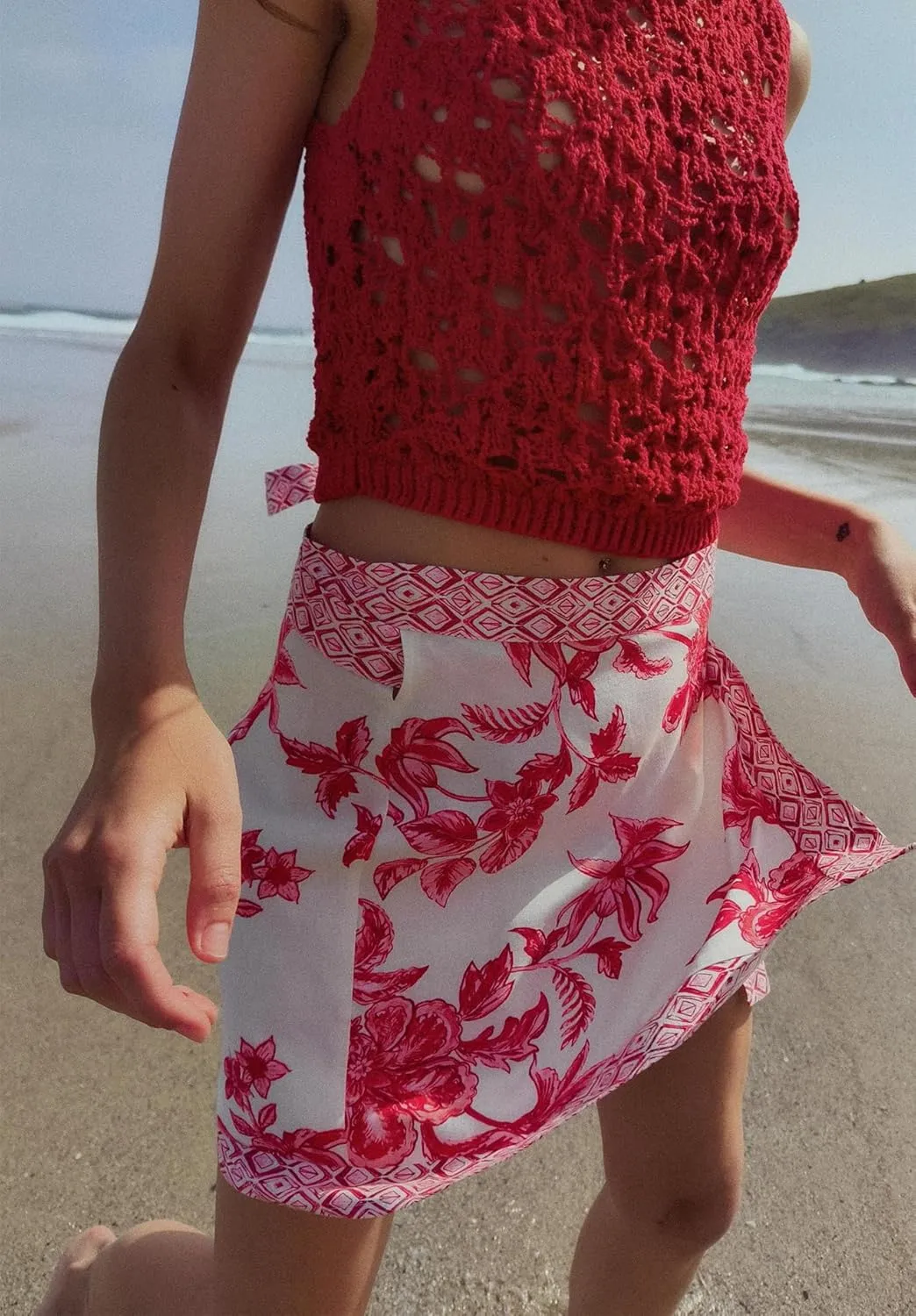 Songling Womens Floral Wrap Mini Skirt 2025 Trendy Beach Vacation High Waisted A Line Skorts Summer Boho Outfits Skirts