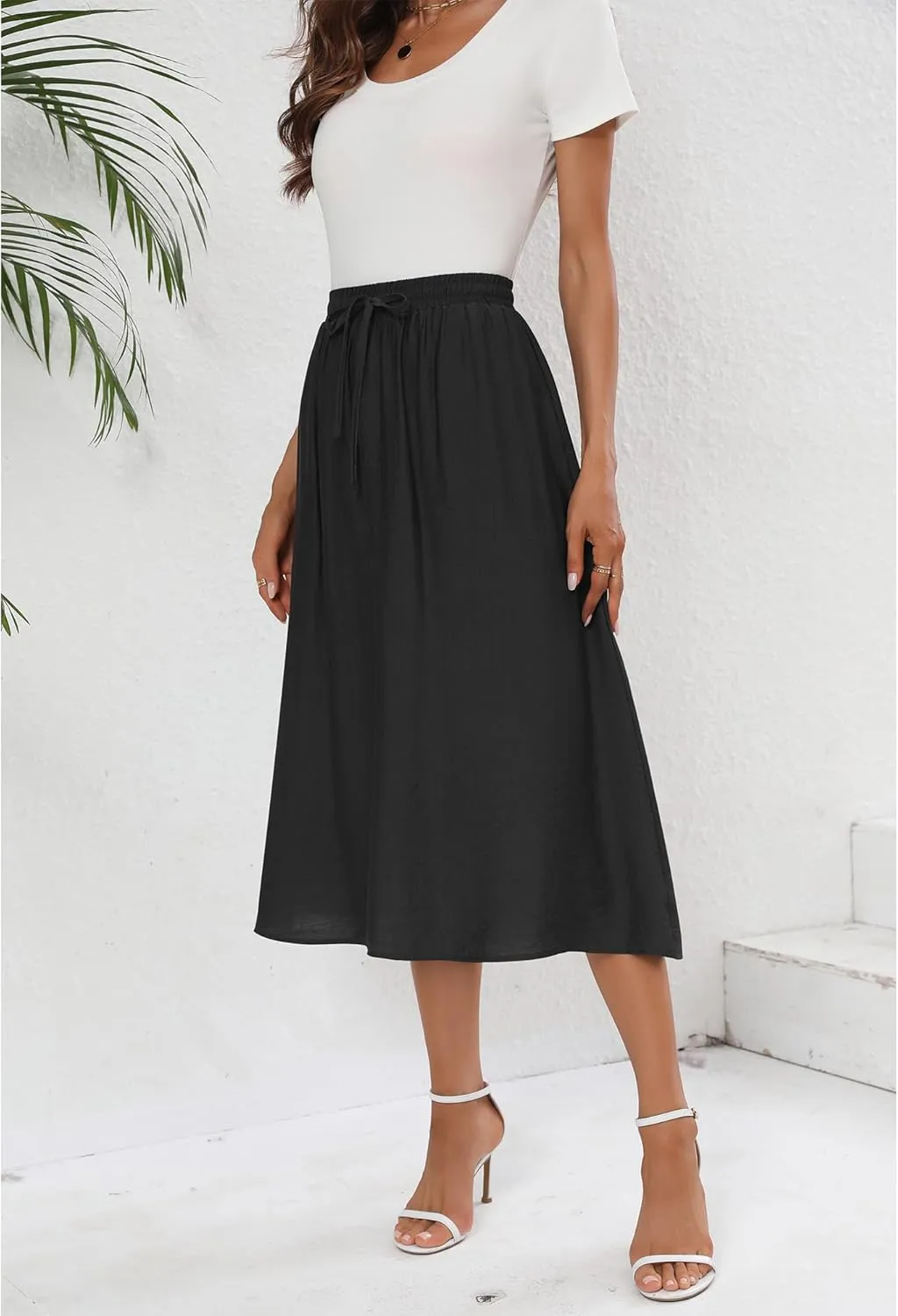 Summer Skirts with Pockets 2025 Boho Midi Length Skirt High Waisted Beach Cover Up for Women Trendy(S-2XL)