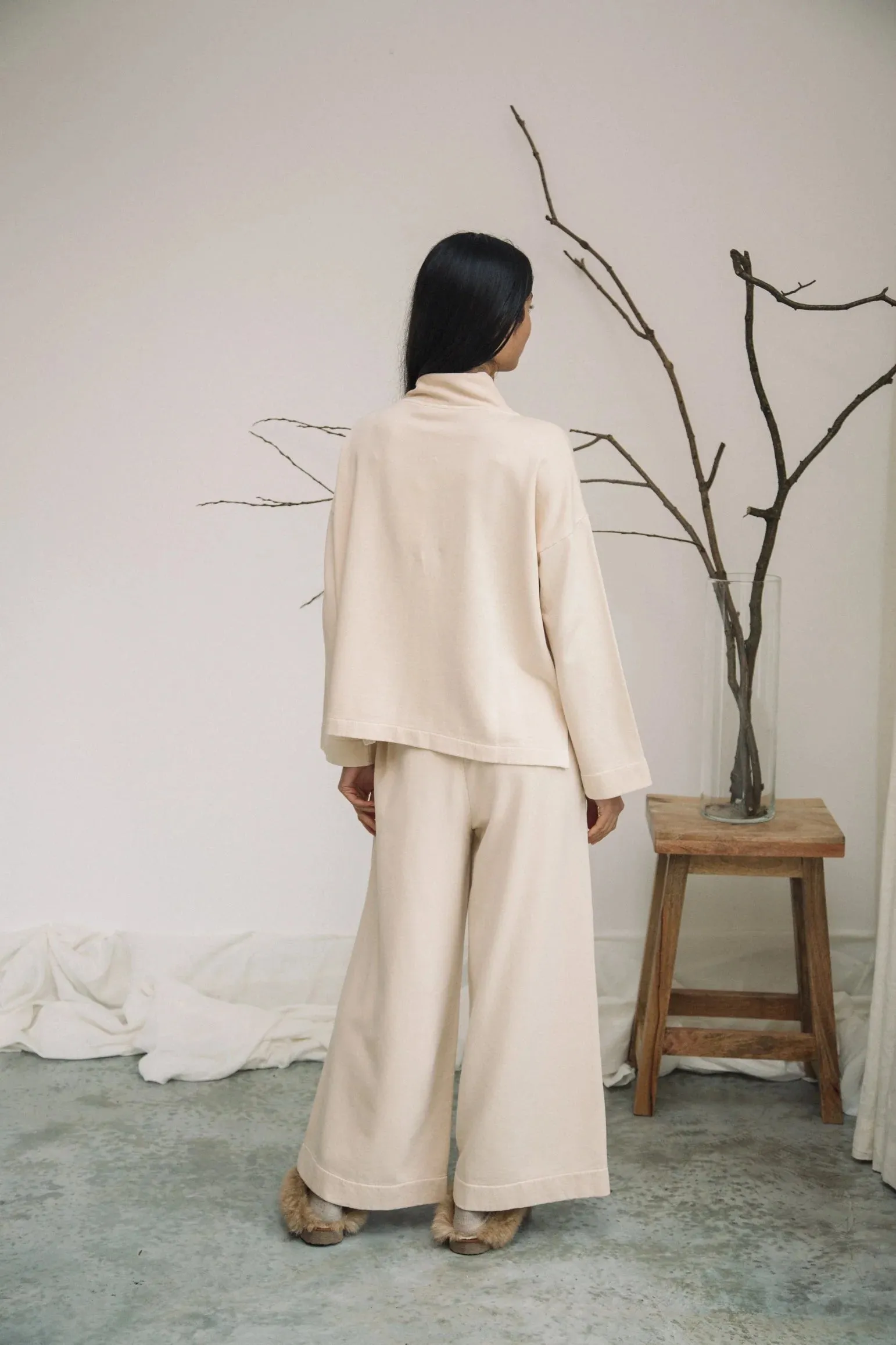 Taya Organic Cotton Felpe Pant in Cream | Beaumont Organic