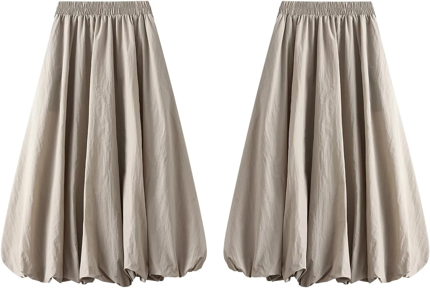 Women Y2k Bubble Maxi Skirt Midi Waist Flowy Balloon Skirt A Line Long Pleated Skirt Casual Ruffle Midi Skirt