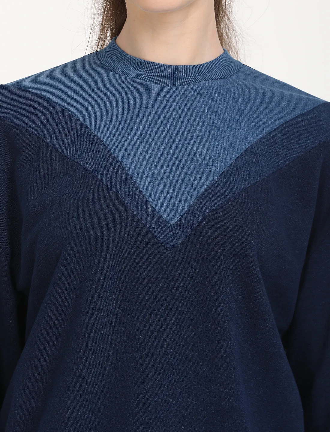 Women's Colorblock Navy Crew Neck Sweatshirt