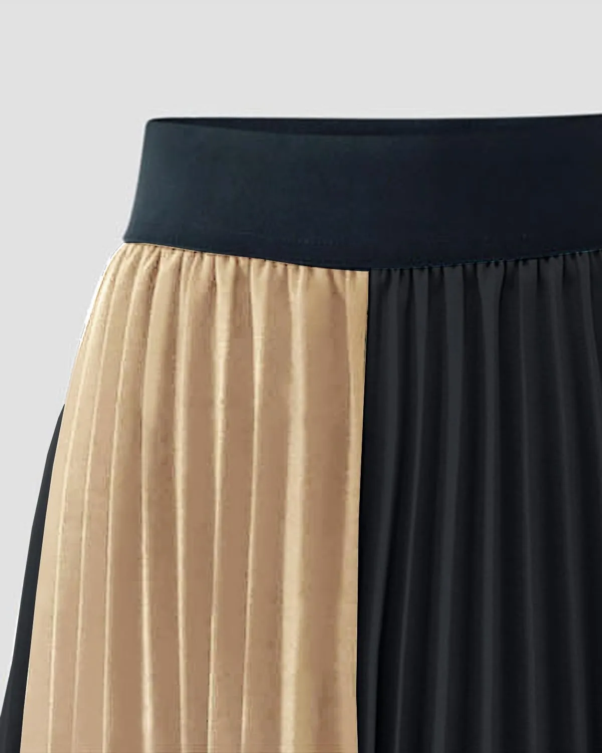 Women's High Waist Mixed Colors Pleated Skirt A line Swing Midi Skirt