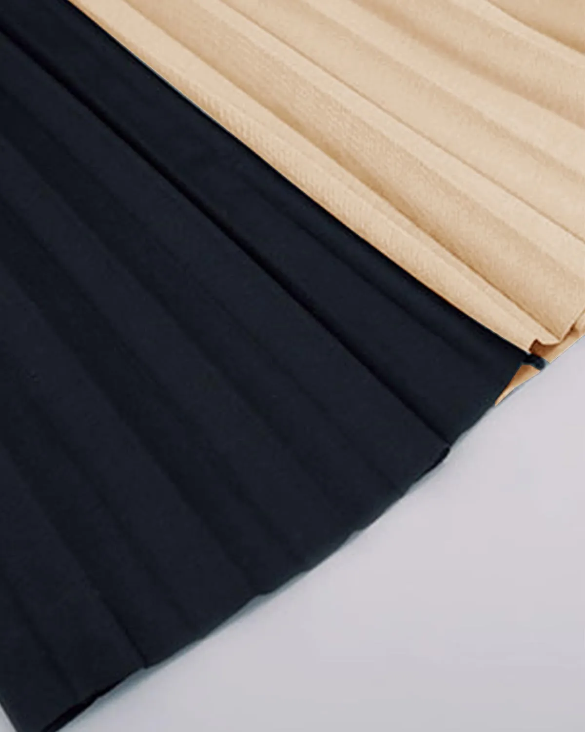 Women's High Waist Mixed Colors Pleated Skirt A line Swing Midi Skirt