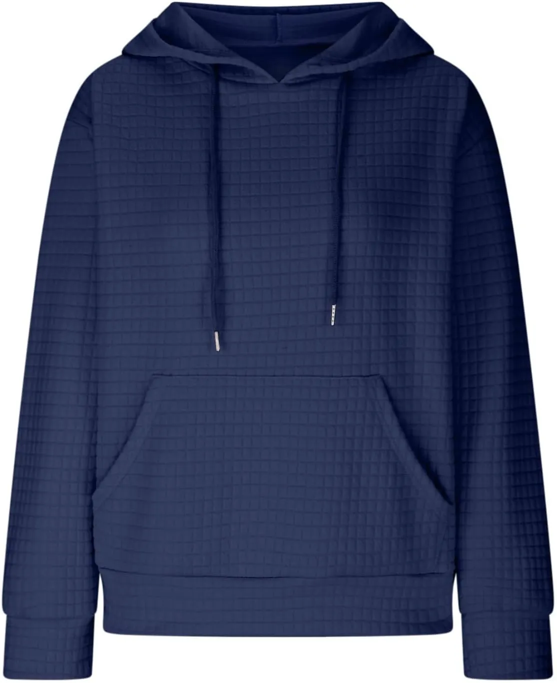 Womens Hoodies Casual Long Sleeve Drawstring Waffle Knit Pullover Tops Loose Hooded Sweatshirt with Pocket Fall Clothes