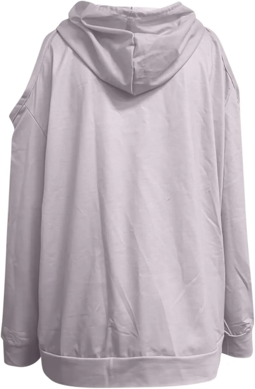 Womens Hoodies Oversized Sweatshirts Casual Hooded Pullover Off Shoulder Drawstring Long Sleeve Fall Fashion Clothes