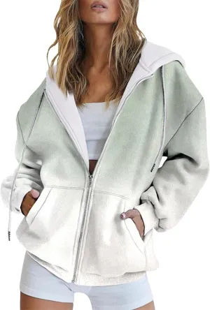 Women's Oversized Full Zip Hoodies Lightweight Casual Y2K Fashion Sweatshirts 2023 Fall Trendy Jackets Streetwear