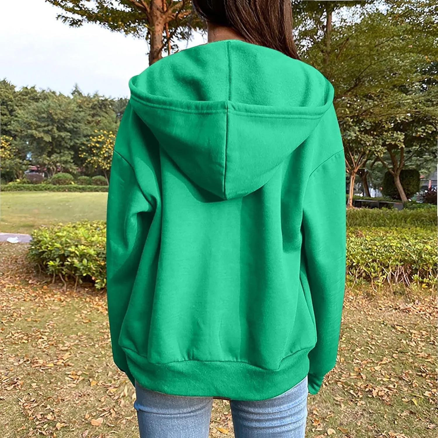 Women's Oversized Y2K Hoodies Zipper Drawstring Hooded Jackets 2023 Trendy Lightweight Dressy Streetwear with Pockets