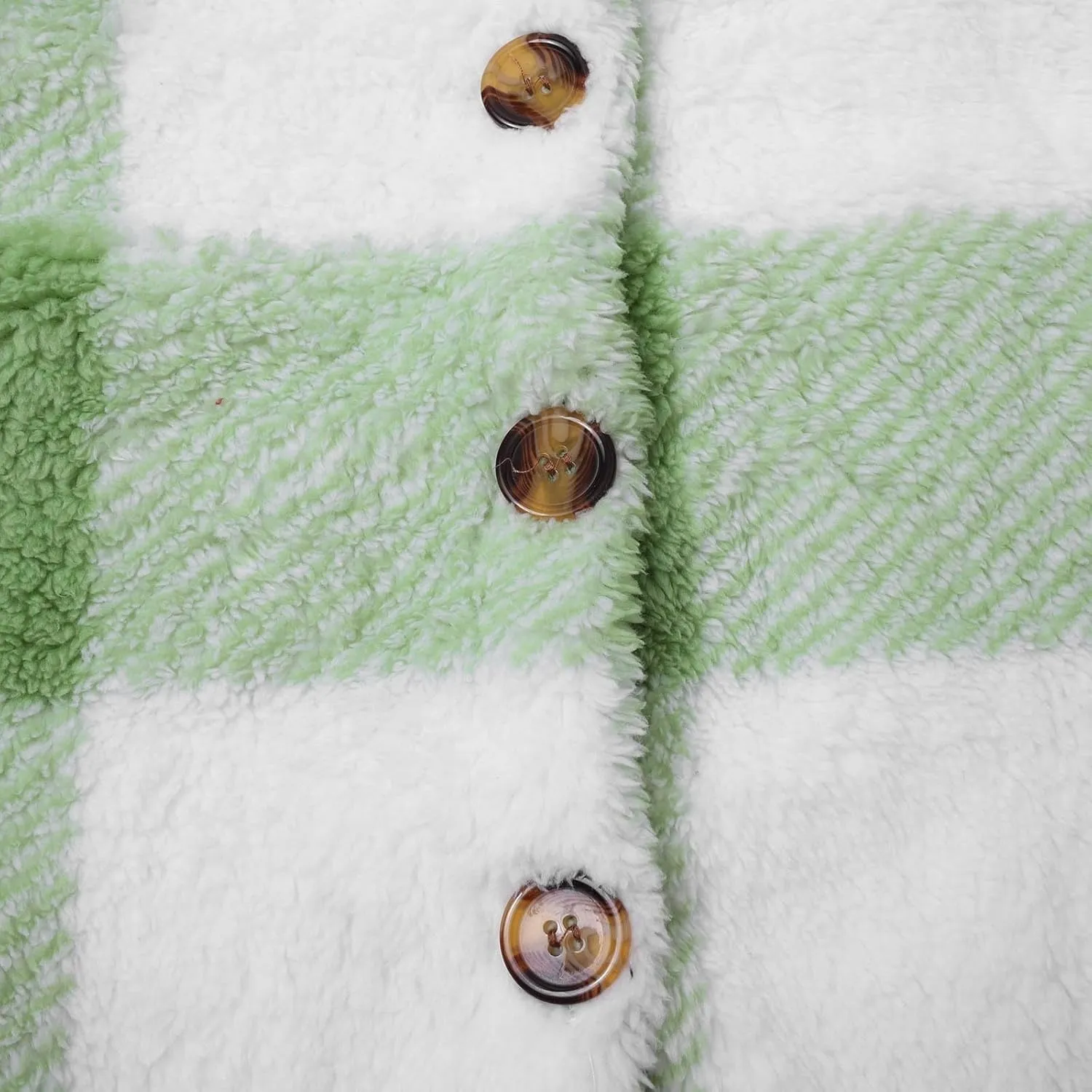 Womens Plaid Fleece Shacket Jacket Oversized Trendy Plaid Flannel Jacket Button Down Fall Winter Warm Hoodie Coat Cardigan
