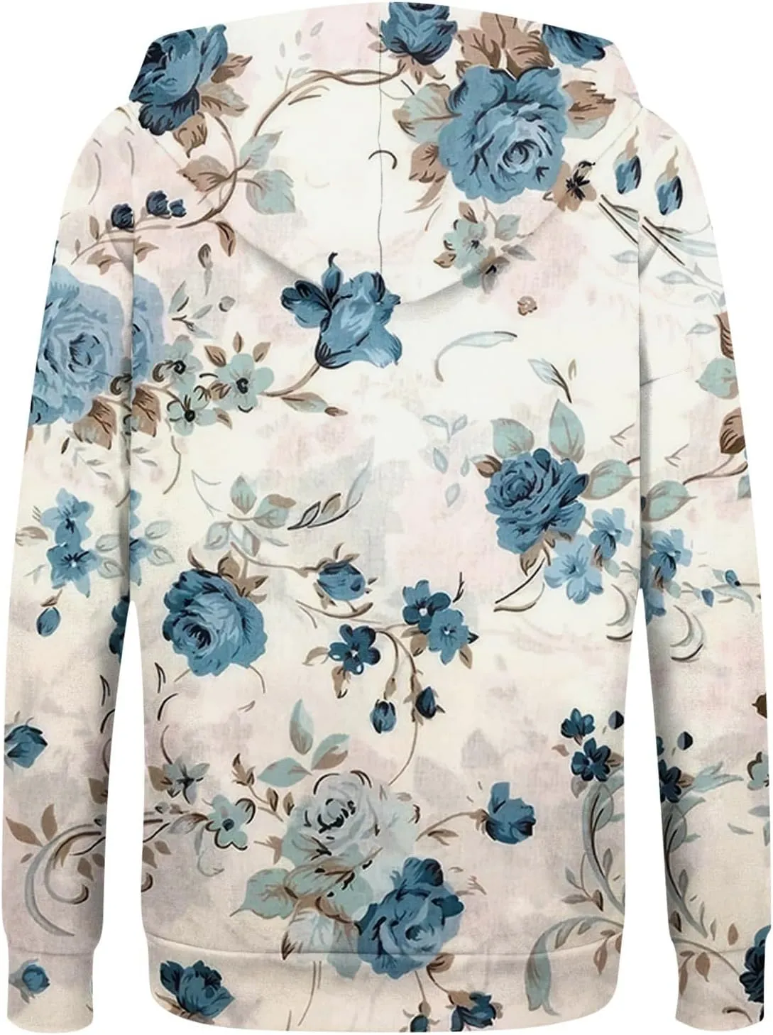 Women's Trendy Floral Printing Jacket Zip Up Hoodies Lightweight Long Sleeve Coat Fall Fashion Outfits with Pockets