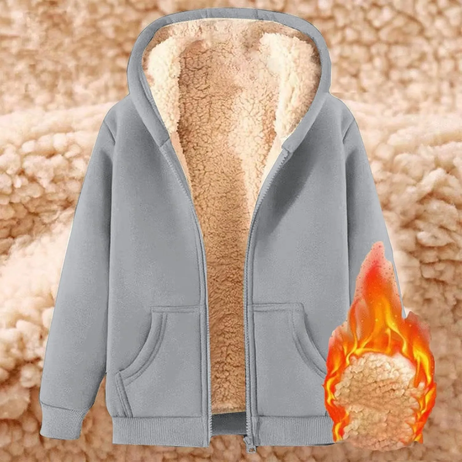 Womens Zip Up Hoodies, Hoodies for Women Winter Fleece Sweatshirt - Full Zip Up Thick Sherpa Lined Hooded Jacket