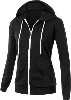Zip Up Hoodie Womens Long Sleeve Drawstring Hooded Sweatshirt Casual Fleece Jacket 2024 Fall Outfits with Pockets