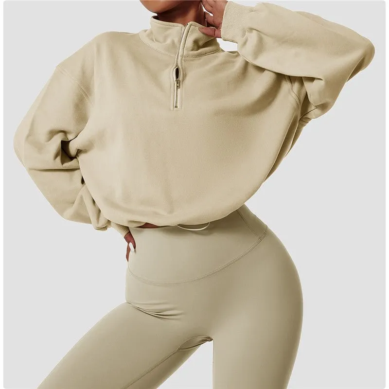 Zipper Drawstring Sports Tops