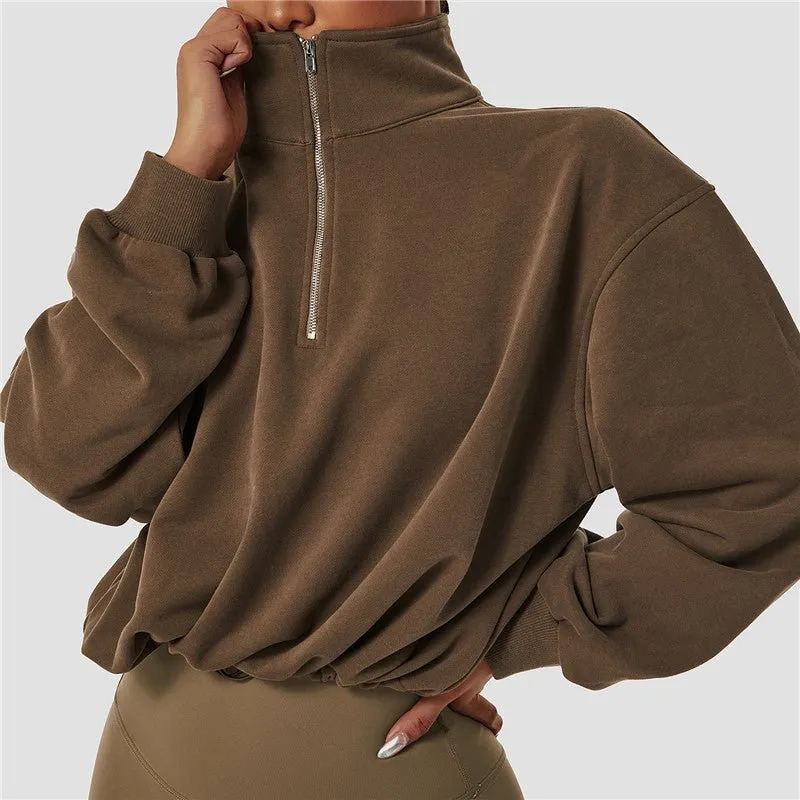Zipper Drawstring Sports Tops