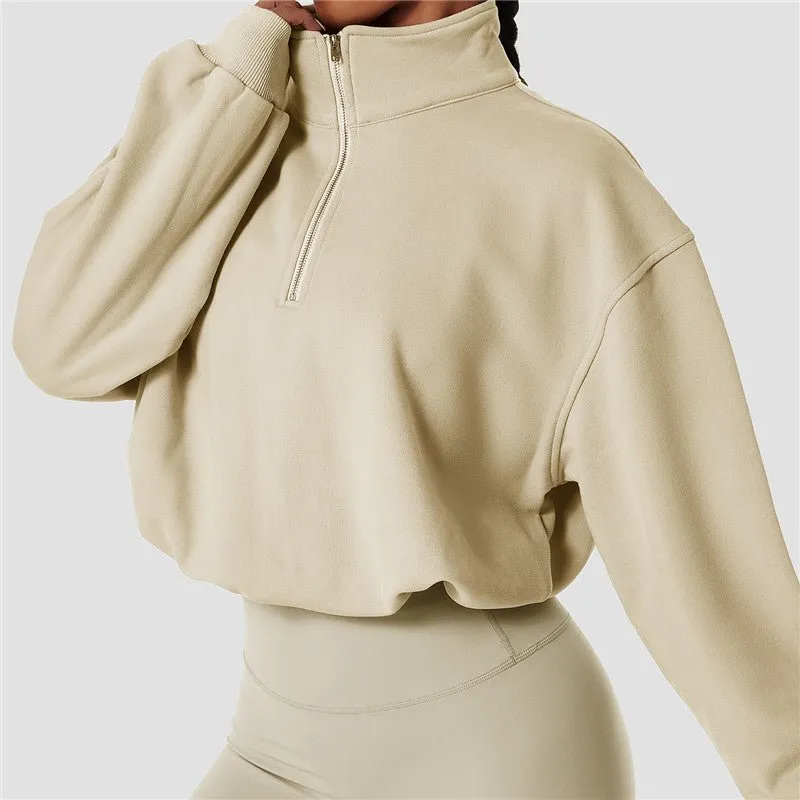Zipper Drawstring Sports Tops