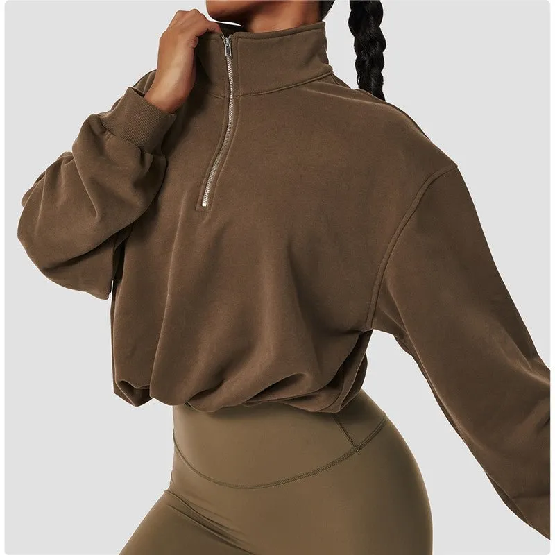 Zipper Drawstring Sports Tops