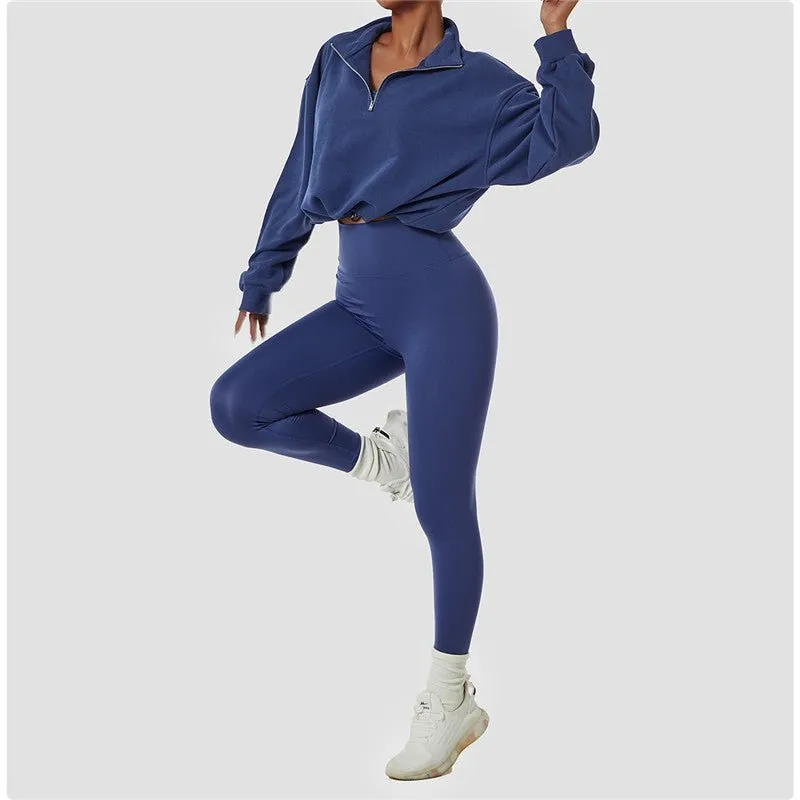 Zipper Drawstring Sports Tops