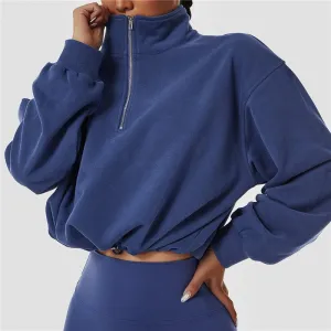 Zipper Drawstring Sports Tops